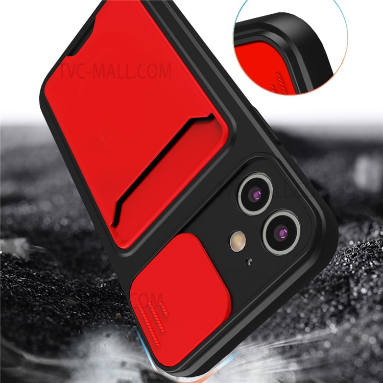 Slide Camera Protector Card Slot Design Anti-fall Durable Hard PC+TPU Phone Case for iPhone 12 mini 5.4 inch - Blue-6