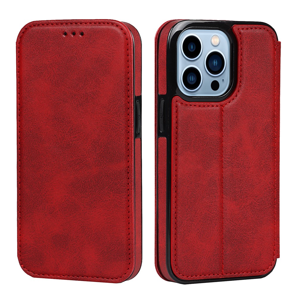 Jazz Series PU Leather Card Slots Magnetic Auto Closure Phone Cover Case with Foldable Stand for iPhone 11 Pro Max 6.5 inch - Red