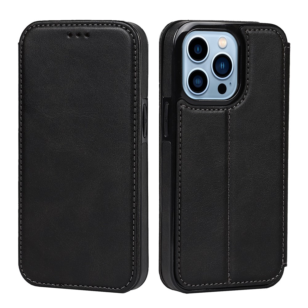Jazz Series PU Leather Card Slots Magnetic Auto Closure Phone Cover Case with Foldable Stand for iPhone 11 Pro Max 6.5 inch - Black