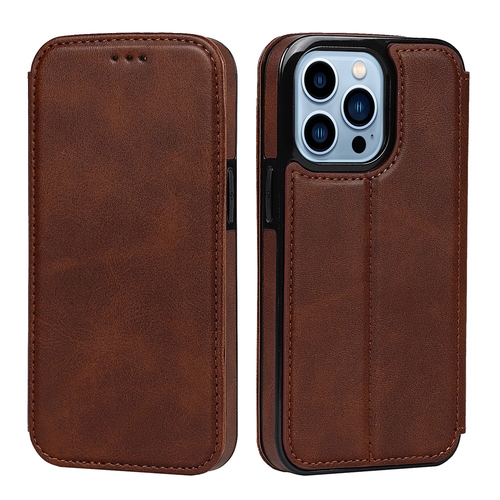 Jazz Series PU Leather Card Slots Magnetic Auto Closure Phone Cover Case with Foldable Stand for iPhone 11 Pro Max 6.5 inch - Brown