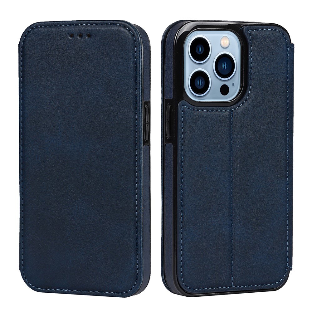 Jazz Series PU Leather Card Slots Magnetic Auto Closure Phone Cover Case with Foldable Stand for iPhone 11 Pro Max 6.5 inch - Blue