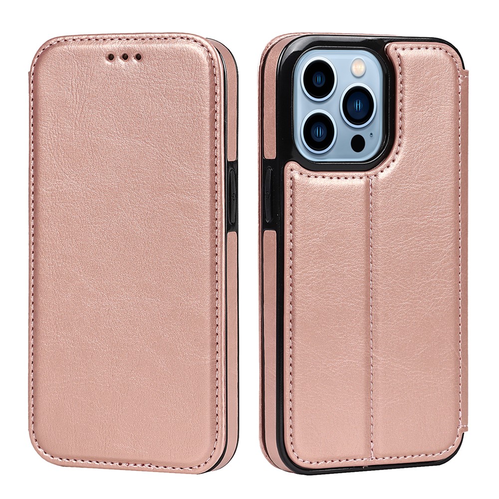 Jazz Series PU Leather Card Slots Magnetic Auto Closure Phone Cover Case with Foldable Stand for iPhone 11 Pro Max 6.5 inch - Rose Gold