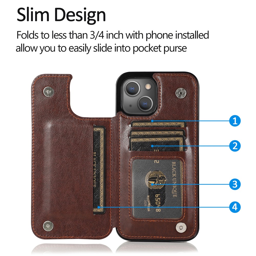 Phone Cover Imprinted Flower Kickstand Card Holder Scratch-resistant PU Leather Coated TPU Protective Case for iPhone 13 6.1 inch - Gold-6
