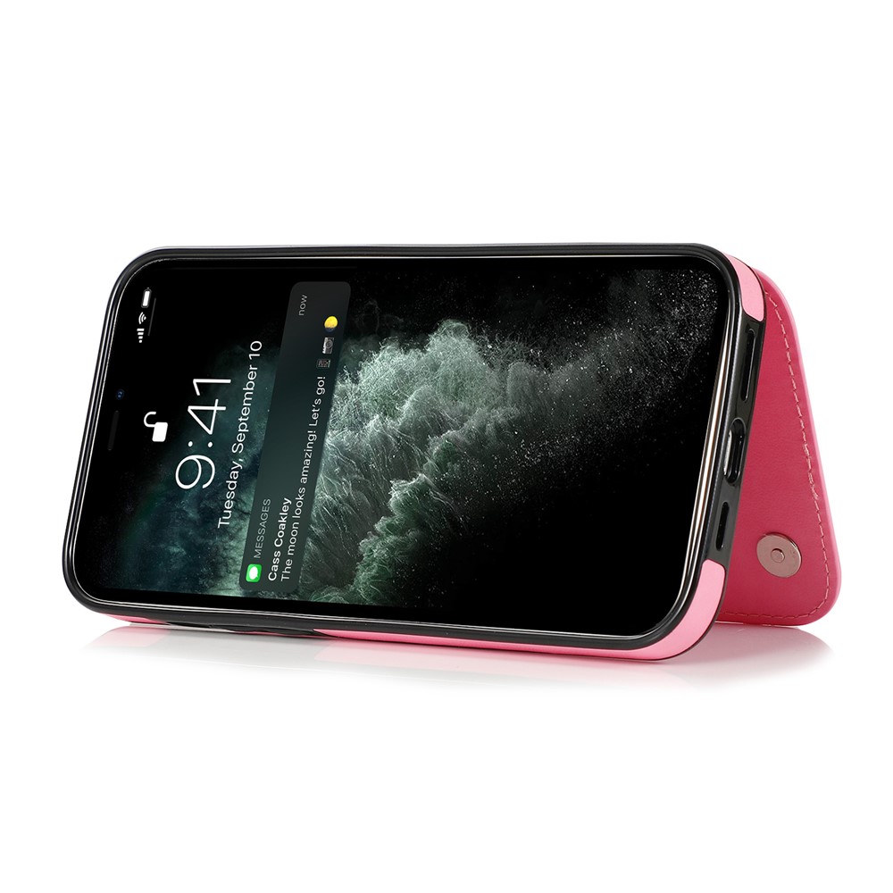 Imprinted Flower Kickstand Card Holder Scratch-resistant PU Leather Coated TPU Protective Case Phone Cover for iPhone 13 Pro Max 6.7 inch - Pink-4