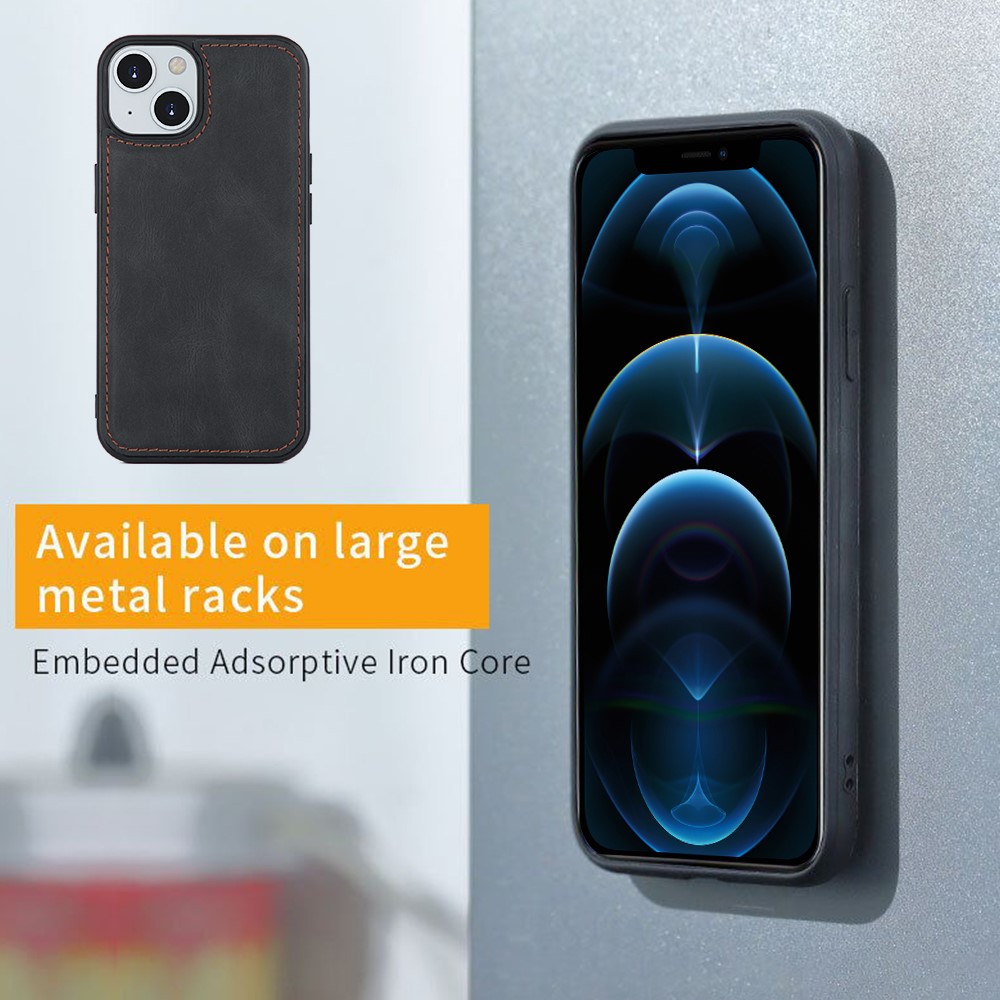 MEGSHI 017 Series Handy Strap All-round Protection Stylish Magnetic Absorption Zippered Wallet Detachable Leather Case for iPhone 13 mini 5.4 inch - Black-4