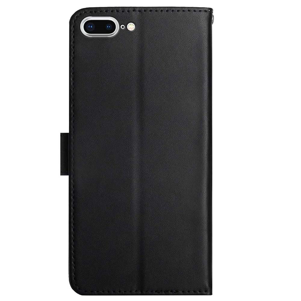 Anti-fingerprint Design Top Layer Genuine Leather Nappa Texture Wallet Stand Full Body Protective Phone Case for iPhone 7 Plus/8 Plus 5.5 inch - Black-9