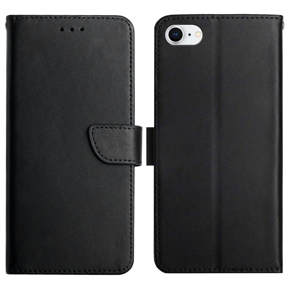 Quality Genuine Leather Nappa Texture Multifunction Wallet Stand Full Body Protective Phone Case for iPhone 7/8/SE (2nd Generation) - Black-1