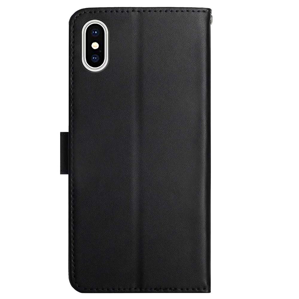 Wallet Stand Function Flip Phone Cover Genuine Leather Nappa Texture Full Body Protective Phone Case for iPhone XS/X 5.8 inch - Black-9
