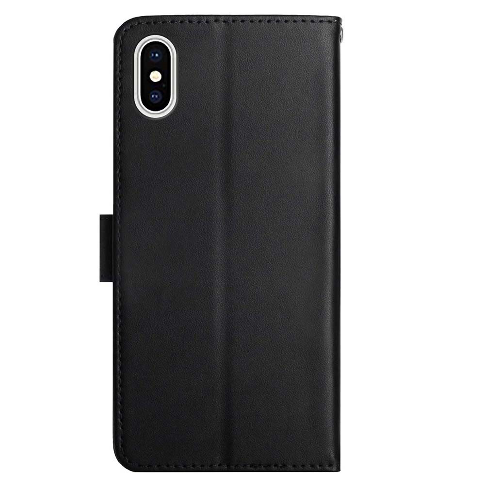 Top Layer Genuine Leather Nappa Texture Wallet Stand Full Body Protective Phone Case for iPhone XS Max 6.5 inch - Black-9