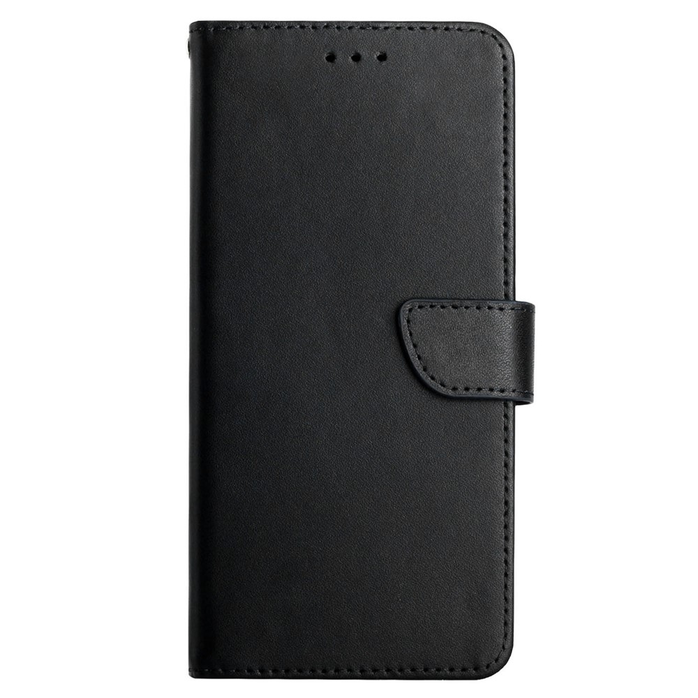 Solid Color Cover Nappa Texture Anti-scratch Magnetic Clasp Wallet Stand Genuine Leather Phone Cover for iPhone 12 Pro Max 6.7 inch - Black-8