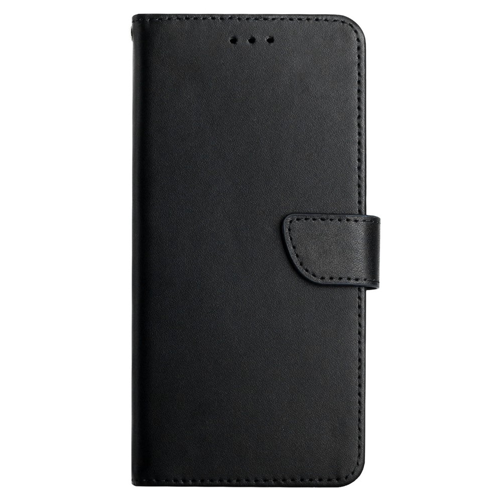 Nappa Texture Solid Color Case Wallet Well-protected Genuine Leather Phone Cover Shell with Stand for iPhone 13 mini 5.4 inch - Black-8