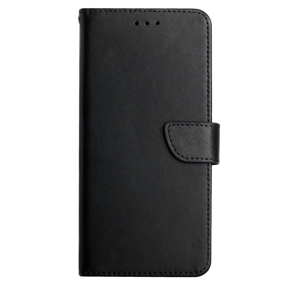 Nappa Texture Solid Color Cover Wallet Genuine Leather Phone Case Shell with Stand for iPhone 13 Pro 6.1 inch - Black-8
