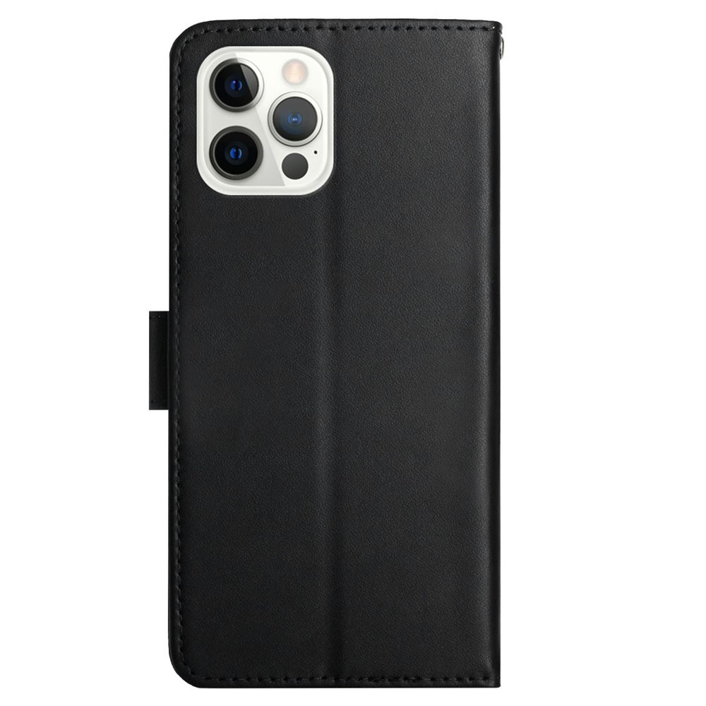 Nappa Texture Solid Color Cover Wallet Genuine Leather Phone Case Shell with Stand for iPhone 13 Pro 6.1 inch - Black-9