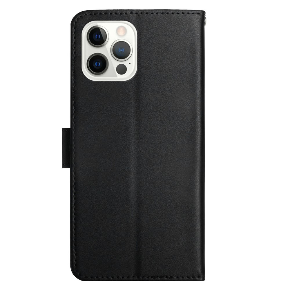 Nappa Texture Solid Color Case Wallet Design Genuine Leather Magnetic Closure Phone Shell with Stand for iPhone 13 Pro Max 6.7 inch - Black-9