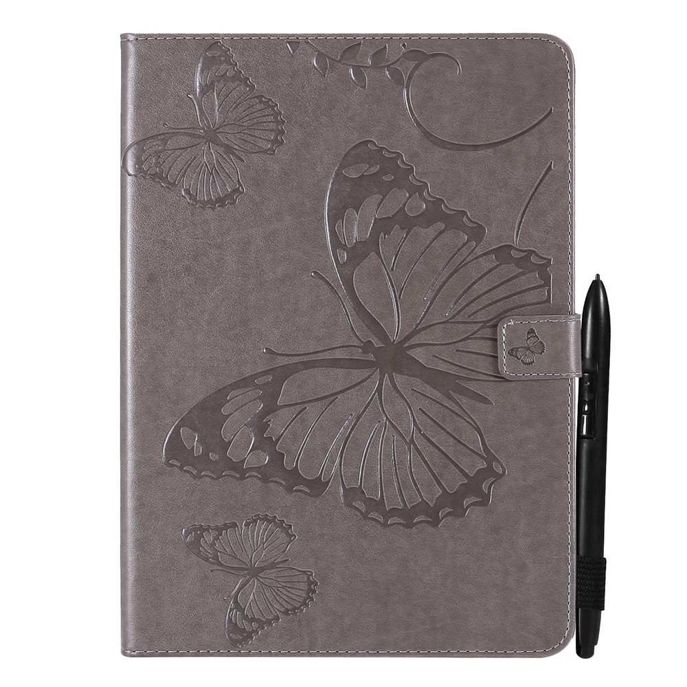 Butterfly Imprinted Magnetic Clasp Wallet Stand Design Anti-drop Leather Tablet Case for iPad mini (2021) - Grey-2