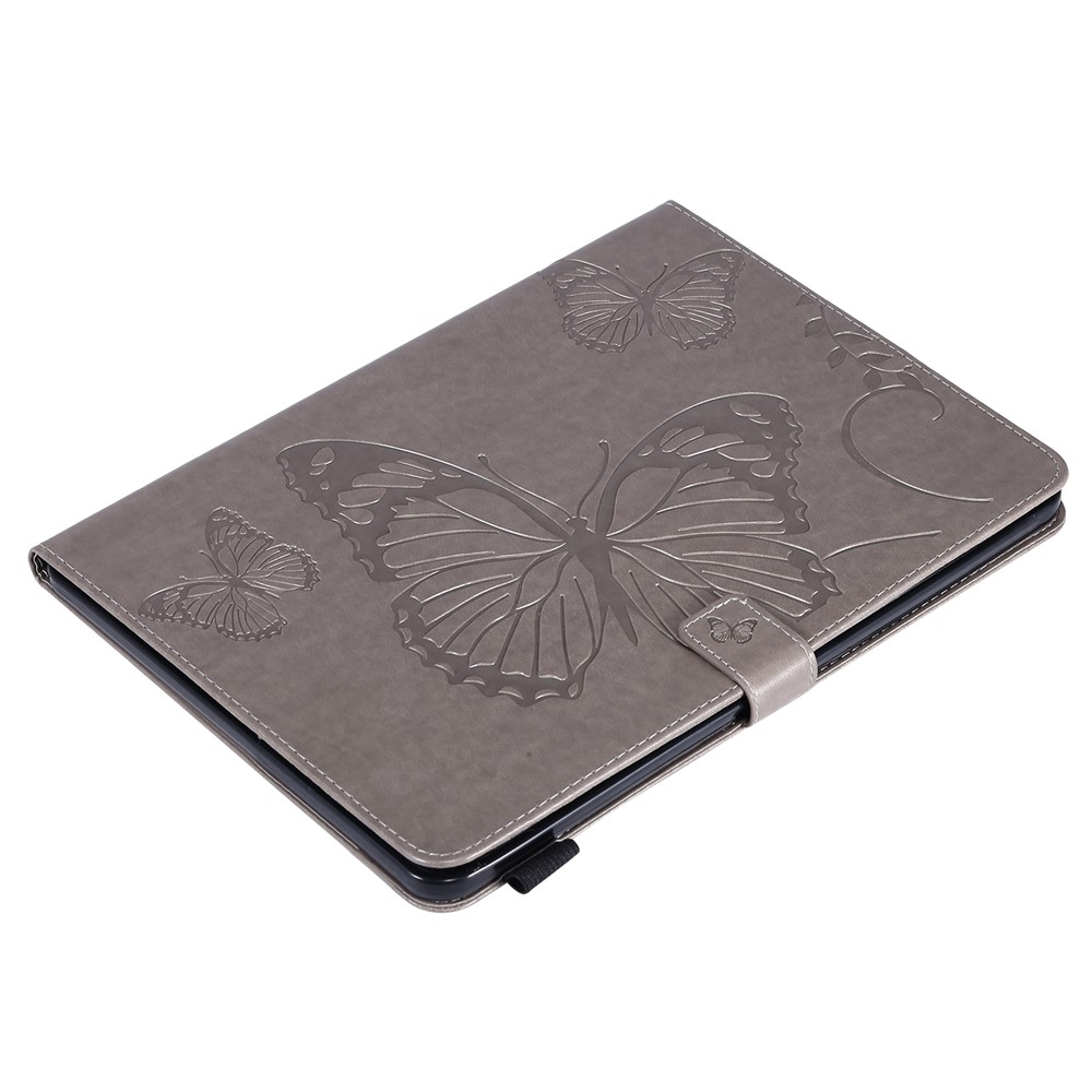 Butterfly Imprinted Magnetic Clasp Wallet Stand Design Anti-drop Leather Tablet Case for iPad mini (2021) - Grey-6