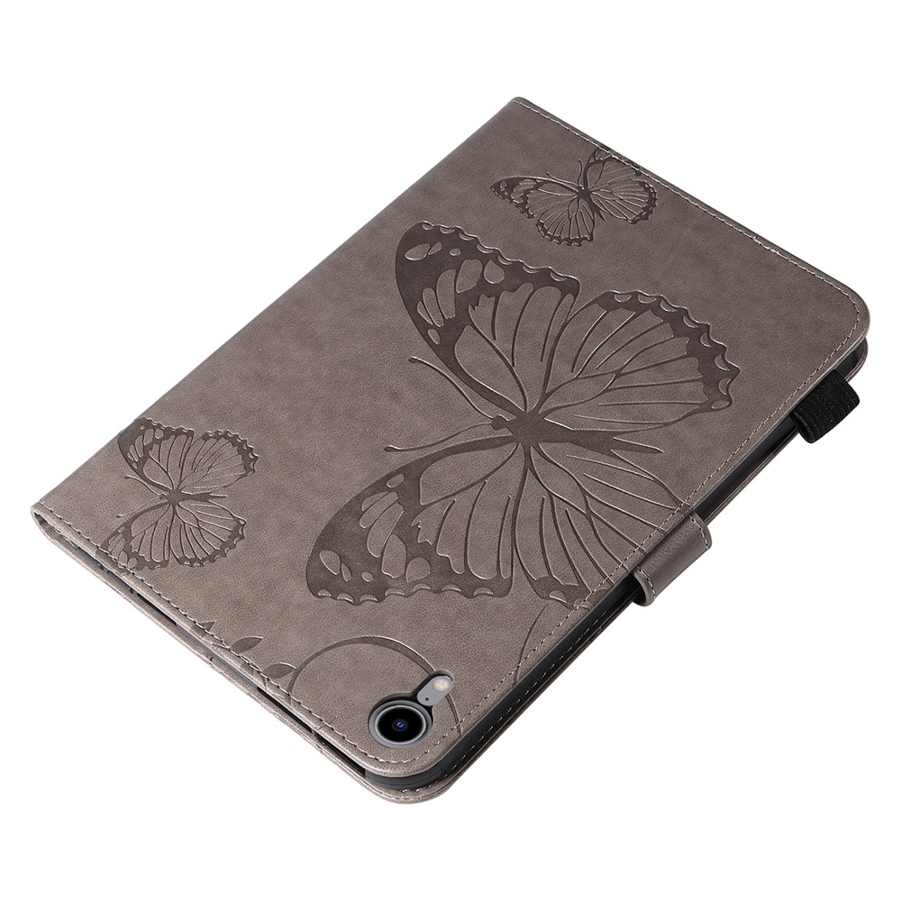 Butterfly Imprinted Magnetic Clasp Wallet Stand Design Anti-drop Leather Tablet Case for iPad mini (2021) - Grey-7
