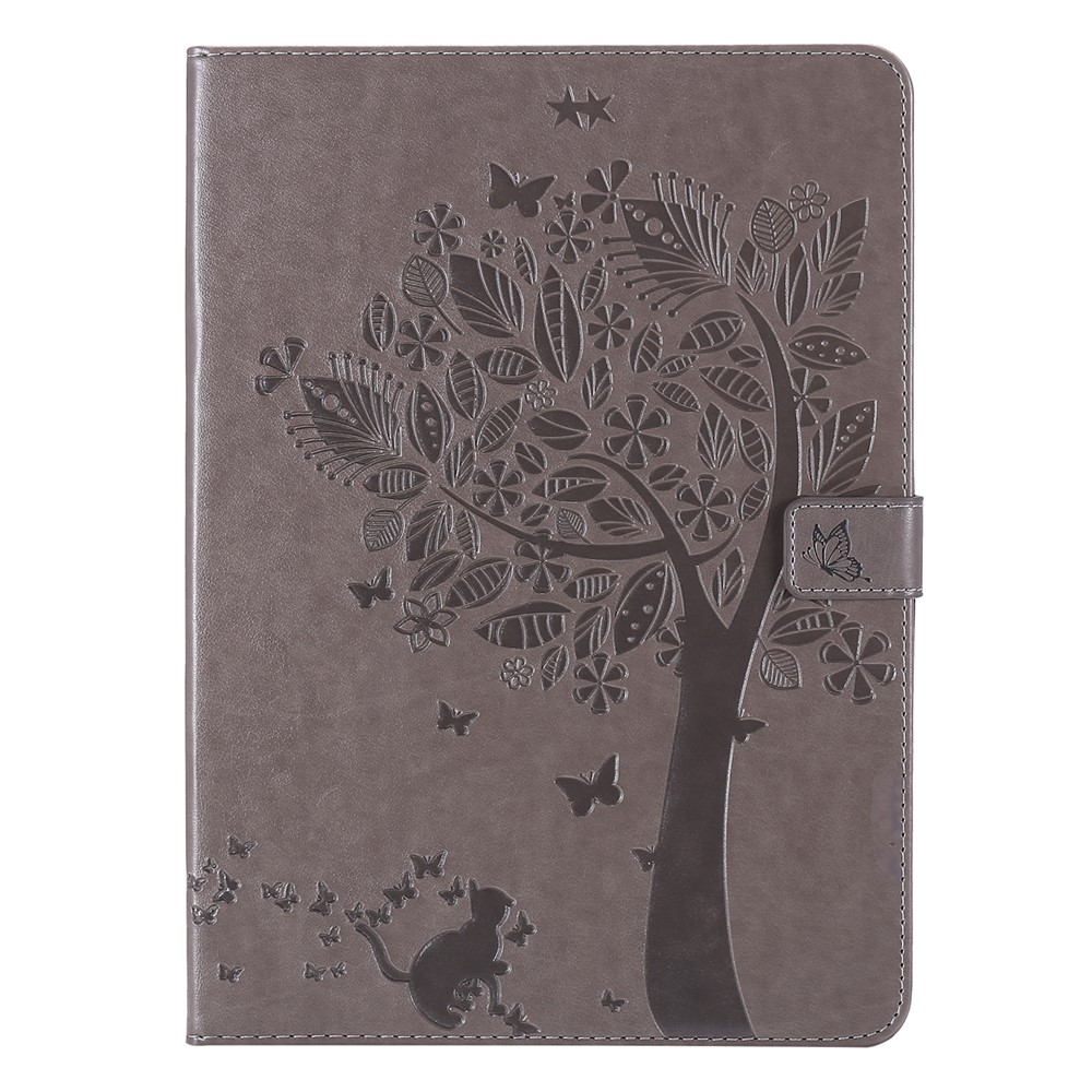 Cat and Tree Imprinted Case Magnetic Clasp Wallet Stand Design Well-protected Leather Tablet Cover for iPad mini (2021) - Grey-2