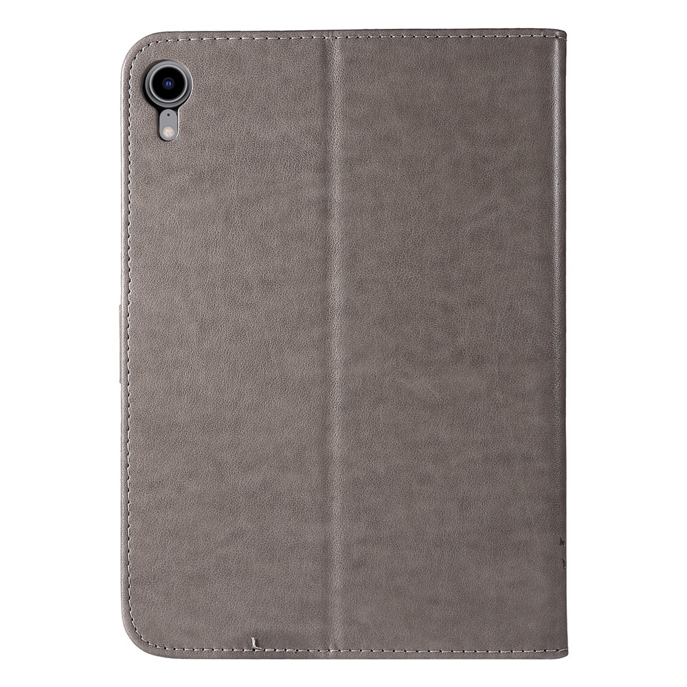 Tablet KT Series-5 Cat And Tree Exprinted Case Magnetic Class Wallet Design Cover Tablet in Pelle Ben Protetta Per Ipad Mini (2021) - Grigio-3