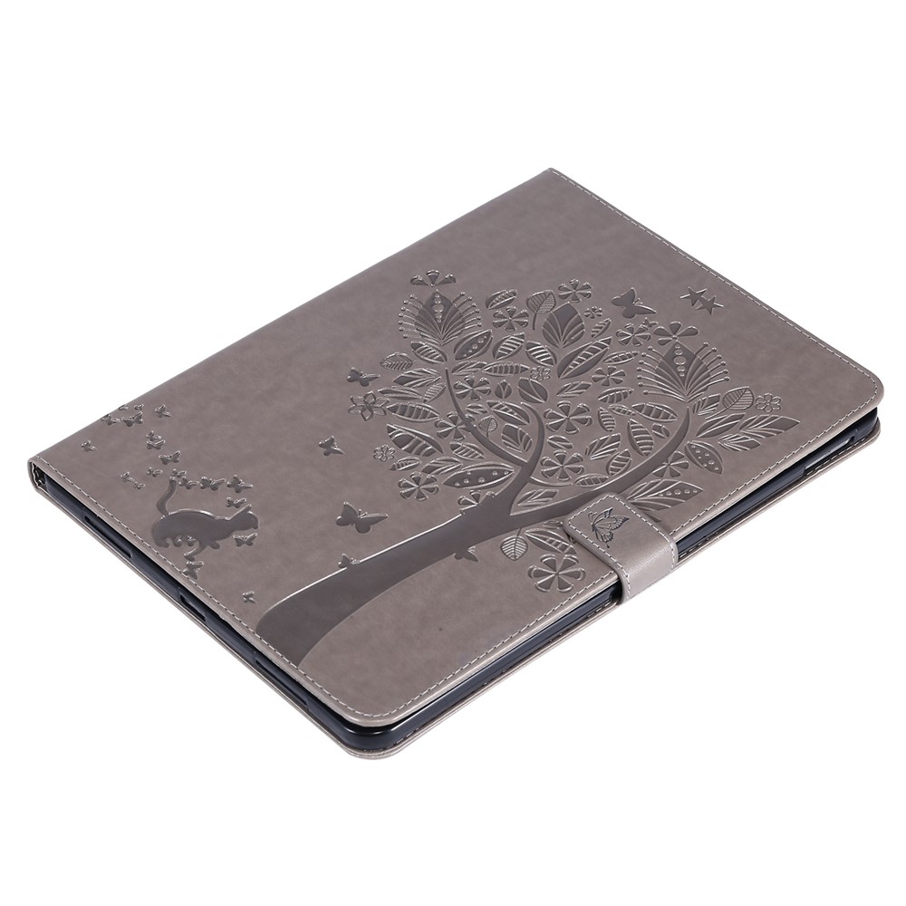 Tablet KT Series-5 Cat And Tree Exprinted Case Magnetic Class Wallet Design Cover Tablet in Pelle Ben Protetta Per Ipad Mini (2021) - Grigio