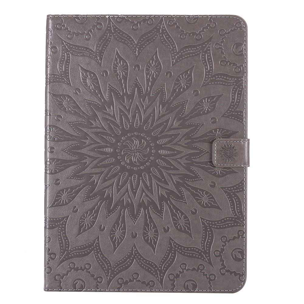 Sunflower Imprinted Magnetic Clasp Folio Flip Wallet Stand Design Leather Tablet Case Cover for iPad mini (2021) - Grey-2