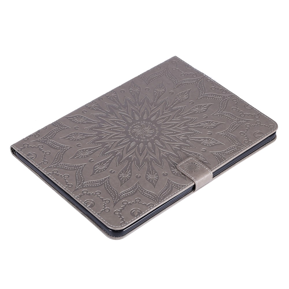Sunflower Imprinted Magnetic Clasp Folio Flip Wallet Stand Design Leather Tablet Case Cover for iPad mini (2021) - Grey-6