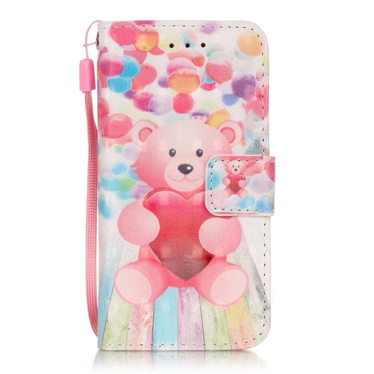

Flip Stand Leather Wallet Shell Case for iPod Touch 6/5 - Pink Bear