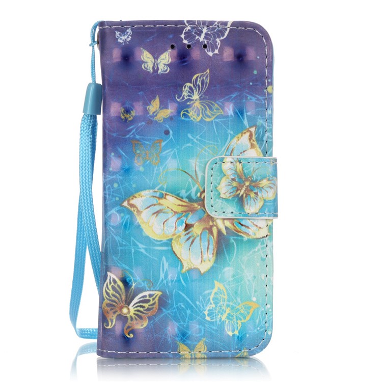 

Flip Stand Leather Wallet Protector Cover for iPod Touch 6/5 - Gold Butterflies