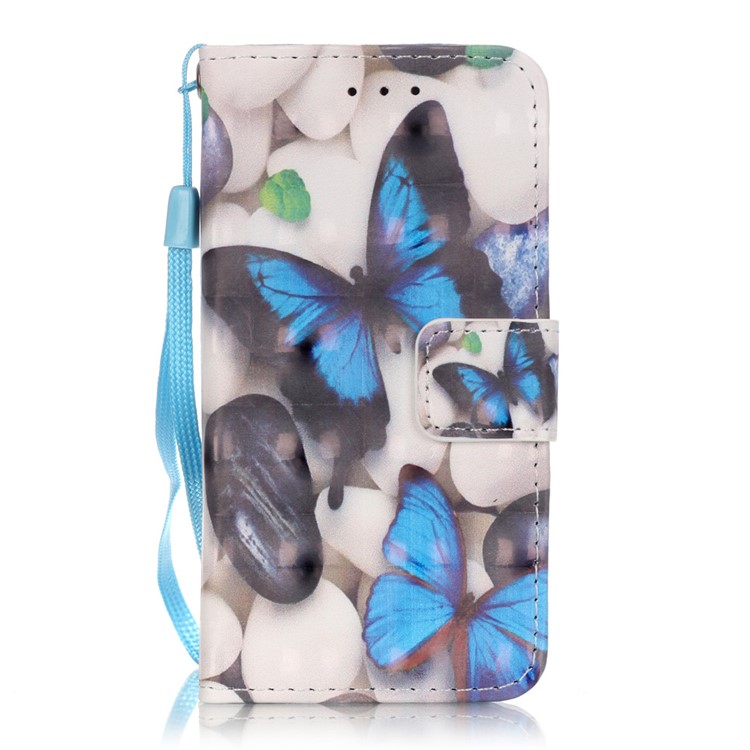 

Flip Stand Leather Wallet Phone Shell for iPod Touch 6/5 - Blue Butterflies