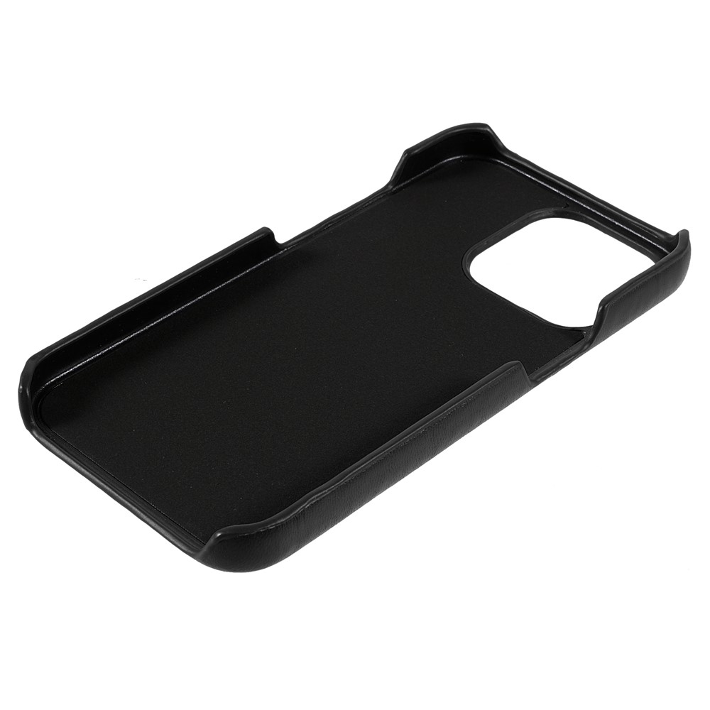 Down Coat Series Shockproof PU Leather Coated PC Protective Phone Case Cover for iPhone 13 6.1 inch - Black-4