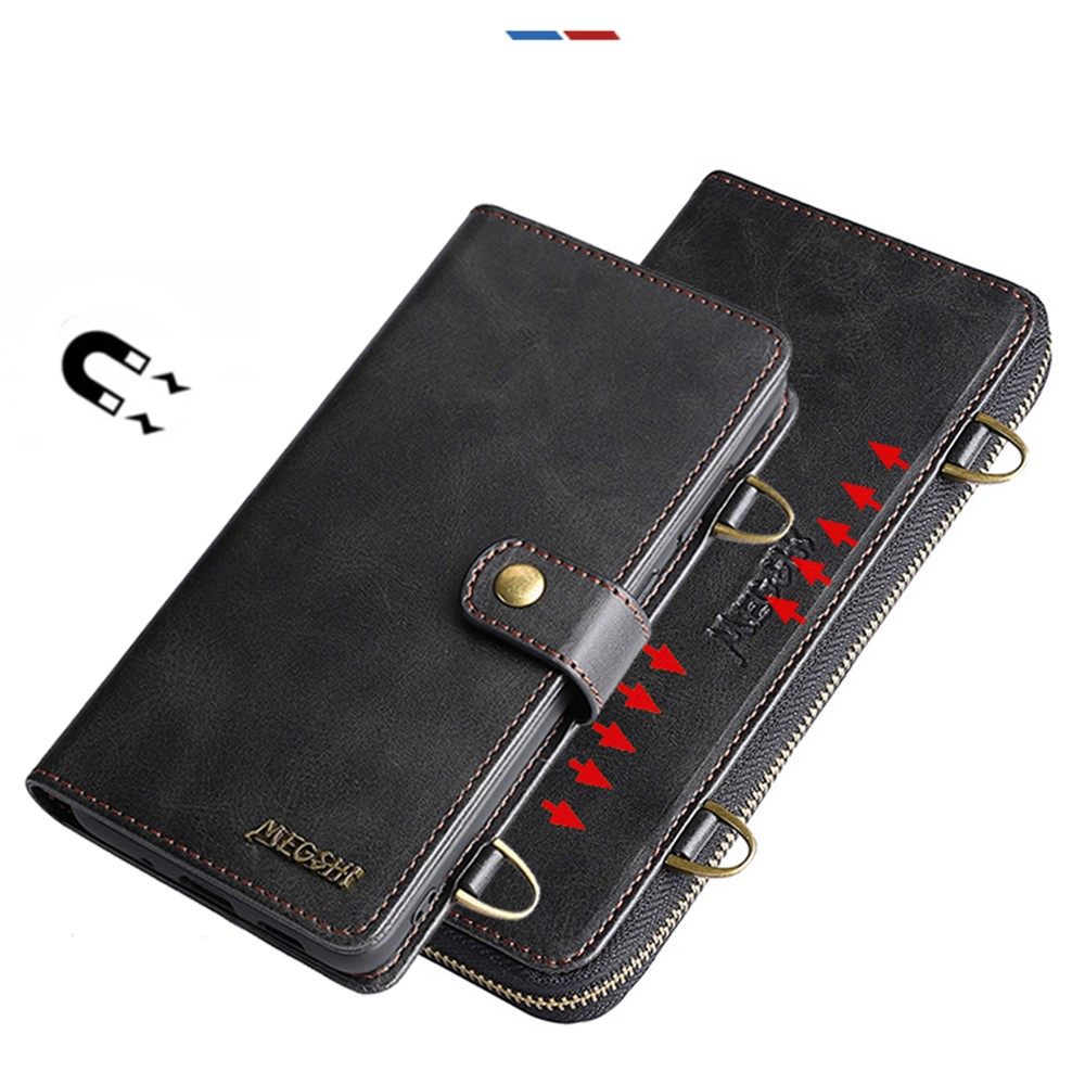 MEGSHI 020 Series Crossbody Carrying Phone Flip Case Magnetic Detachable Design Shockproof PU Leather and TPU Wallet for iPhone 11 Pro Max 6.5 inch - Red-3