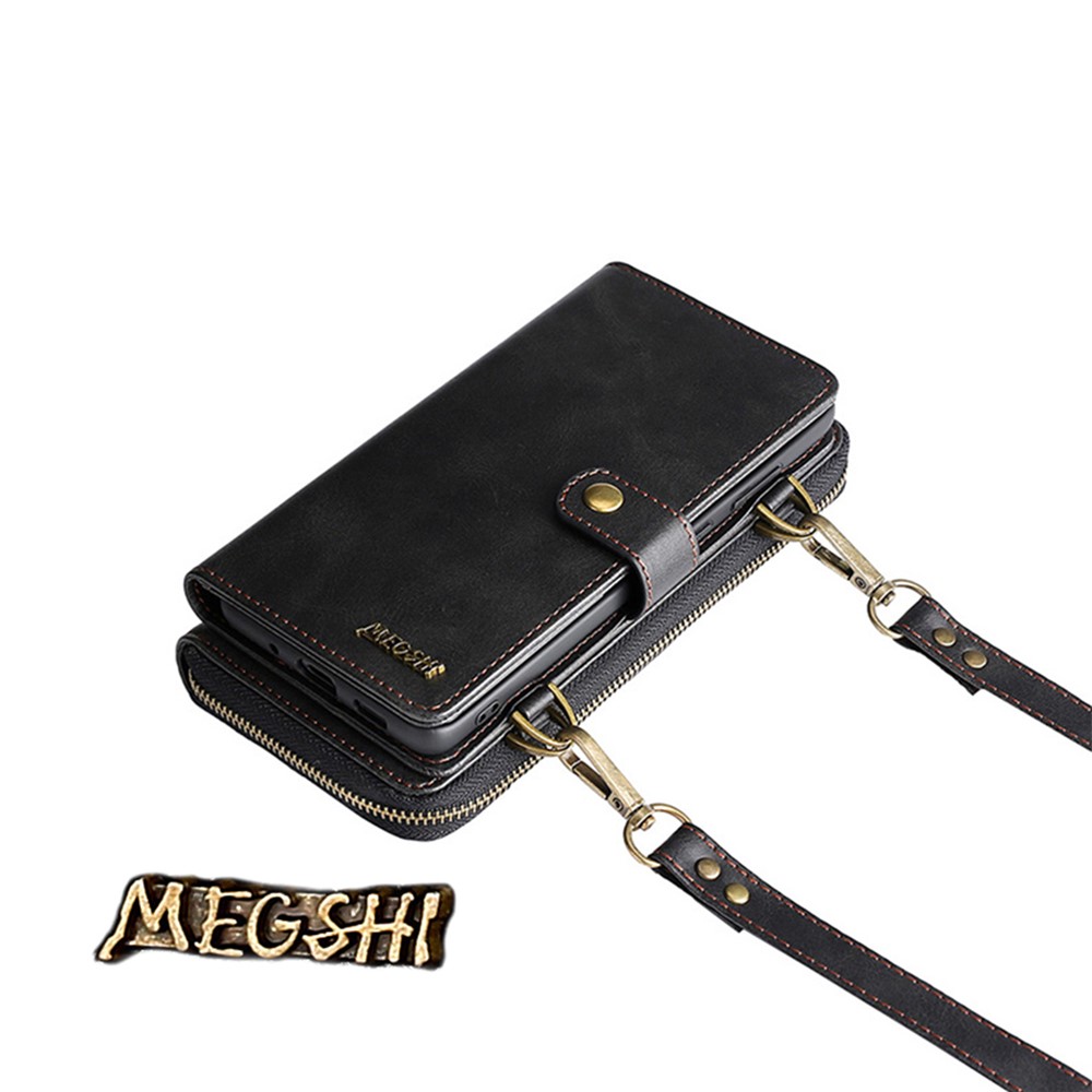 MEGSHI 020 Series Magnetic Detachable Design Scratch-resistant Shockproof PU Leather and TPU Wallet Cover Shoulder Bag for iPhone 11 Pro 5.8 inch - Red-6