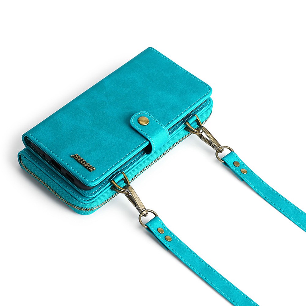 MEGSHI 020 Series Detachable 2-in-1 Scratch-resistant Magnetic Design Shockproof PU Leather and TPU Wallet Cover Shoulder Bag for iPhone 7/8/SE (2nd Generation) - Blue-6