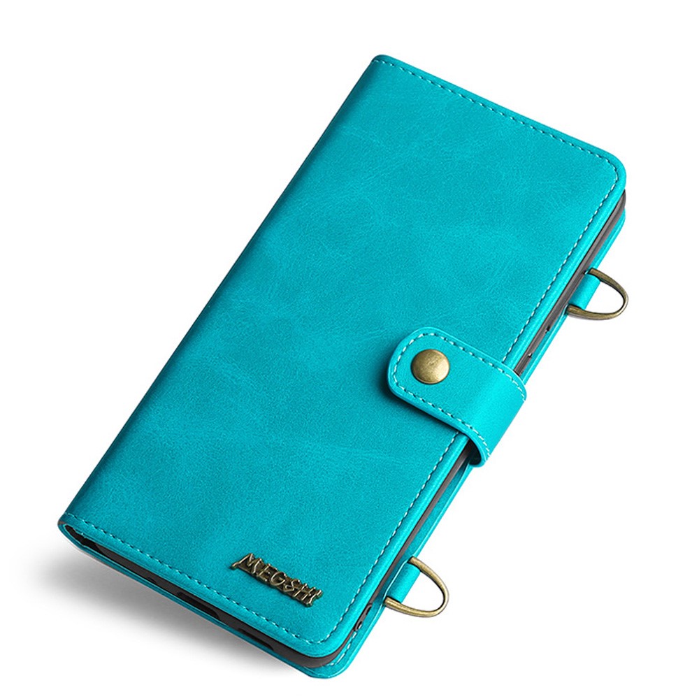 MEGSHI 020 Series Detachable 2-in-1 Scratch-resistant Magnetic Design Shockproof PU Leather and TPU Wallet Cover Shoulder Bag for iPhone 7/8/SE (2nd Generation) - Blue-7