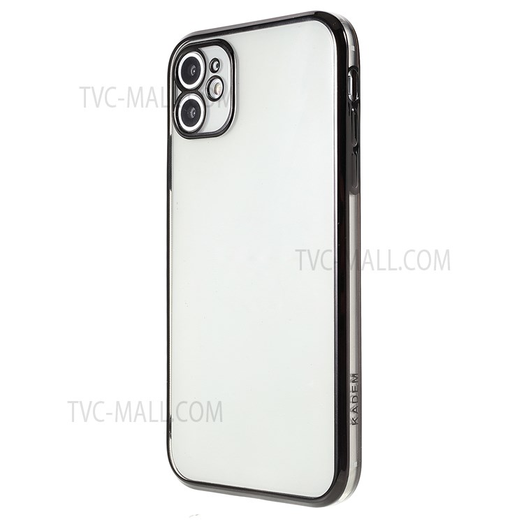 Clear Precise Cutout Electroplating Invisible Lens Protection Soft TPU Case Cover for iPhone 11 6.1 inch - Black/Gold-3