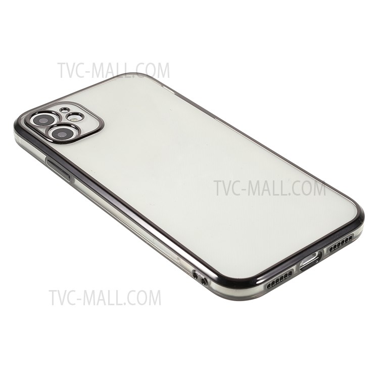 Clear Precise Cutout Electroplating Invisible Lens Protection Soft TPU Case Cover for iPhone 11 6.1 inch - Black/Gold-4