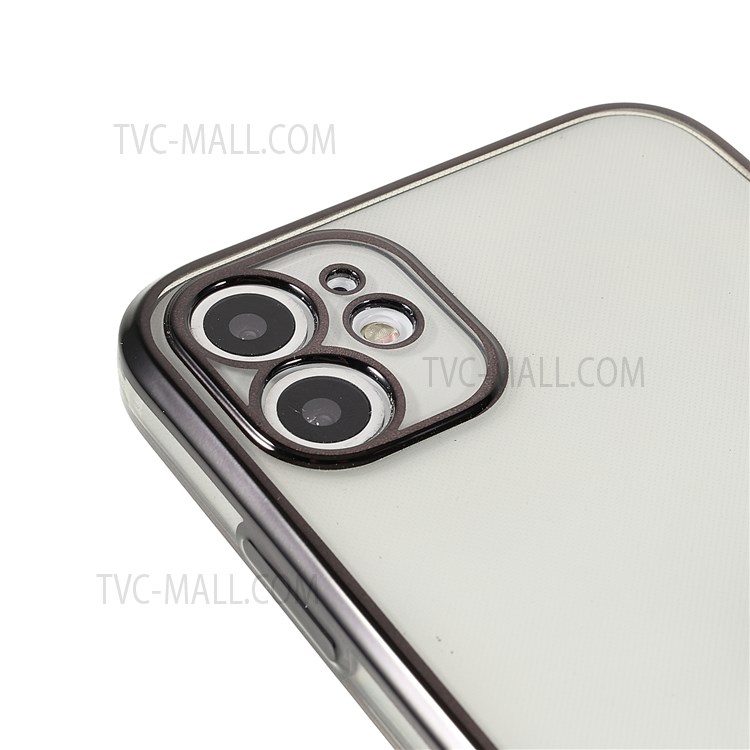 Clear Precise Cutout Electroplating Invisible Lens Protection Soft TPU Case Cover for iPhone 11 6.1 inch - Black/Gold-5