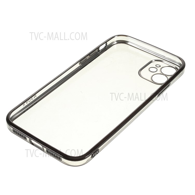 Clear Precise Cutout Electroplating Invisible Lens Protection Soft TPU Case Cover for iPhone 11 6.1 inch - Black/Gold-7
