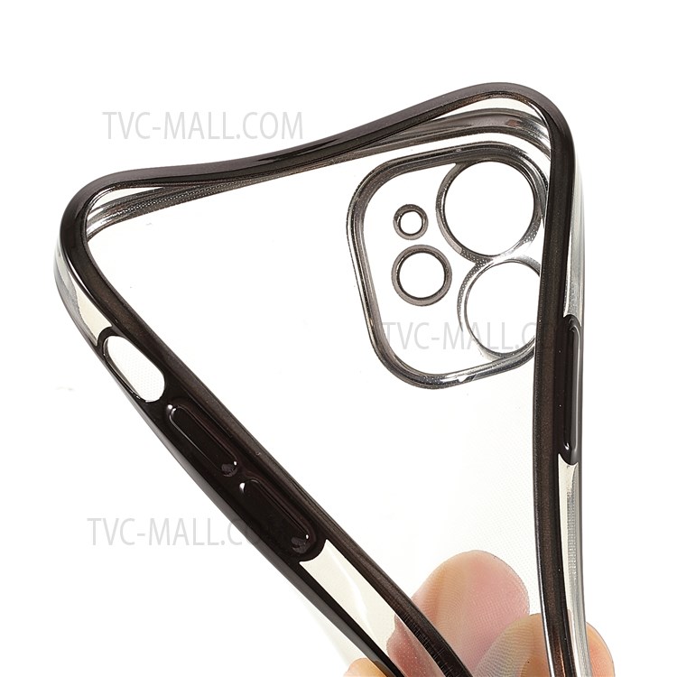 Clear Precise Cutout Electroplating Invisible Lens Protection Soft TPU Case Cover for iPhone 11 6.1 inch - Black/Gold-8