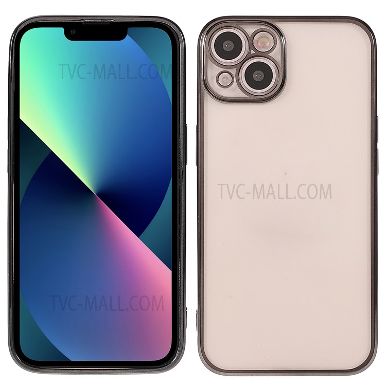 Electroplating Precise Cutout Light Slim Anti-scratch Invisible Lens Protection Clear Soft TPU Case Shell for iPhone 13 mini 5.4 inch - Black/Gold-1