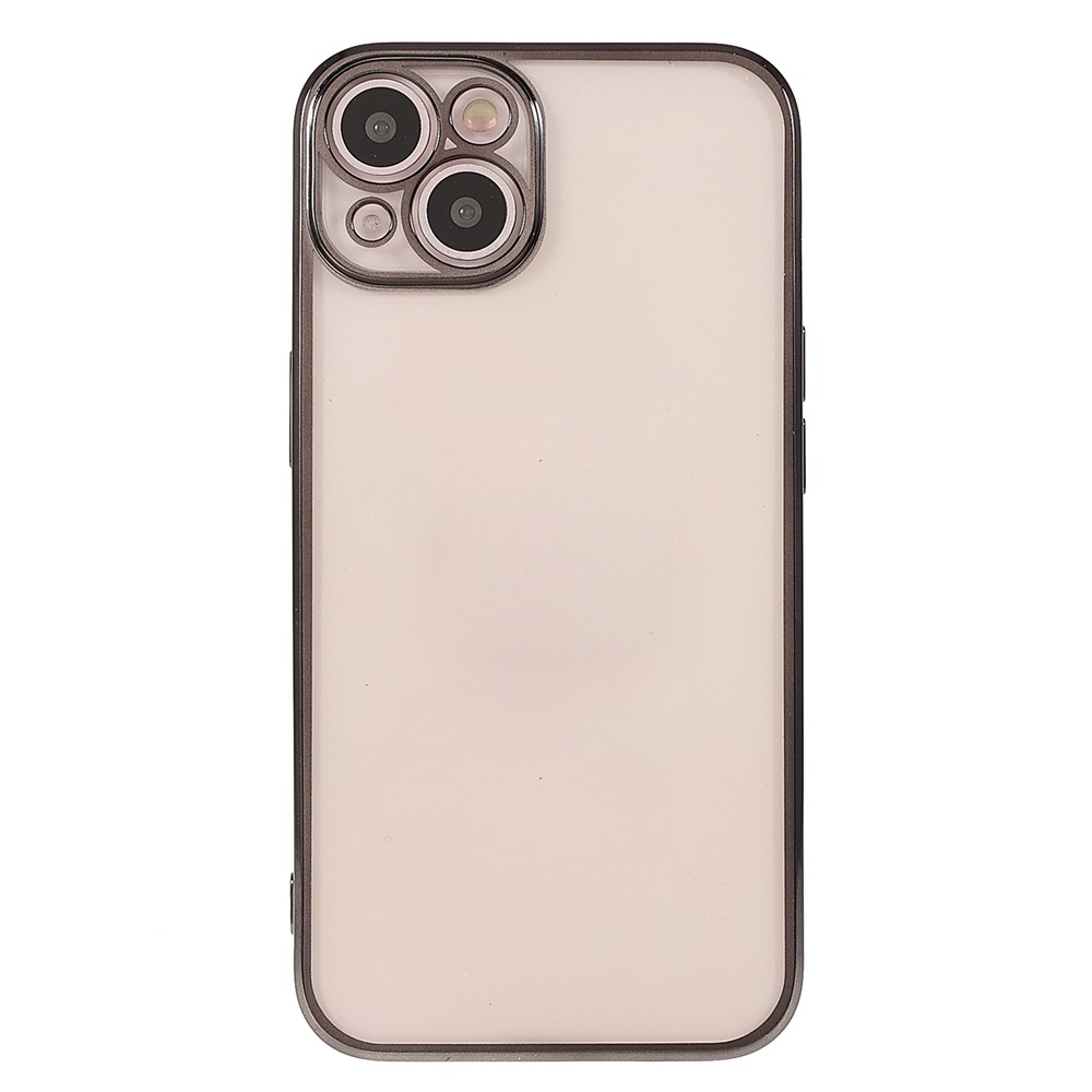 Electroplating Precise Cutout Invisible Lens Protection Clear Flexible TPU Case Shell for iPhone 13 6.1 inch - Black/Gold-2