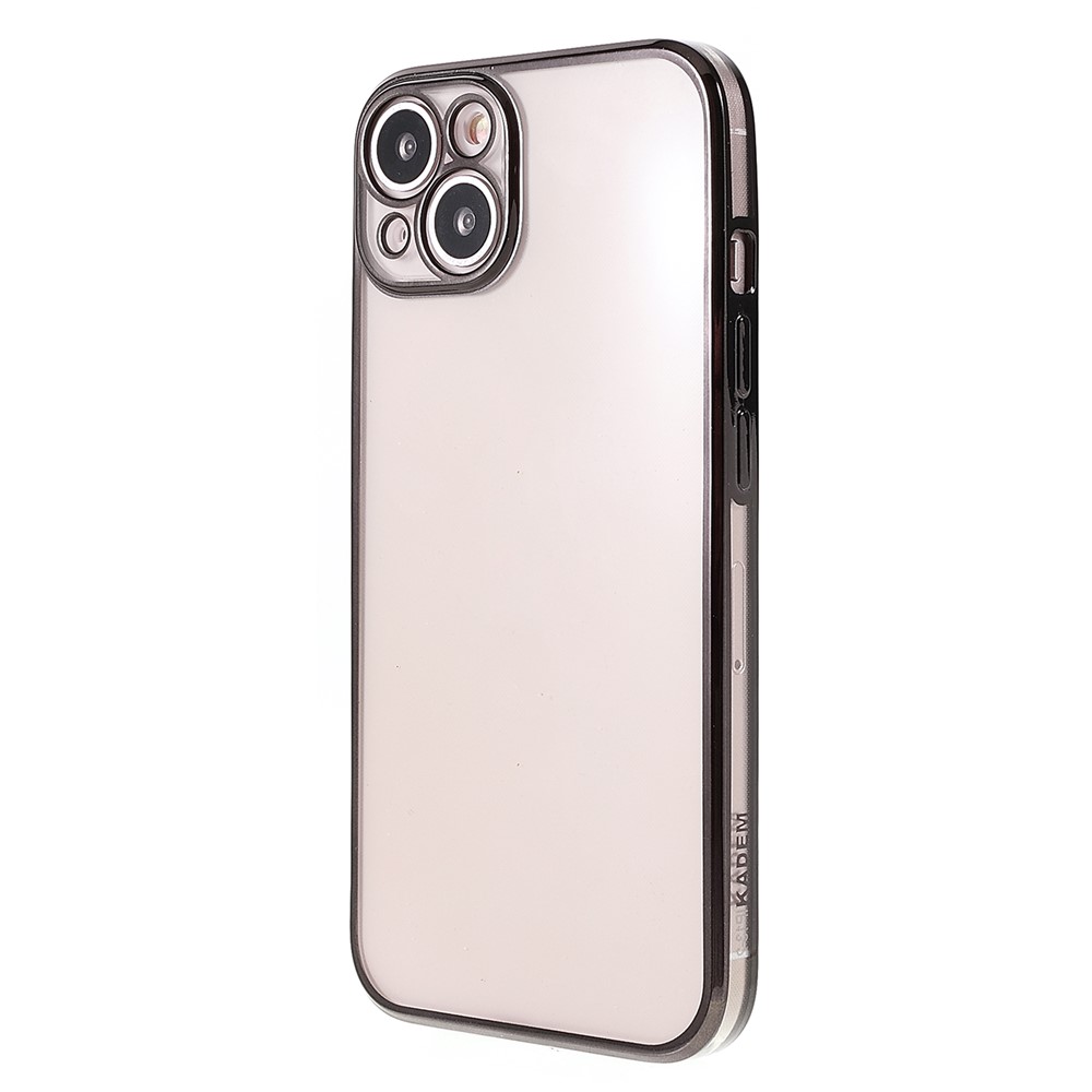 Electroplating Precise Cutout Invisible Lens Protection Clear Flexible TPU Case Shell for iPhone 13 6.1 inch - Black/Gold-3