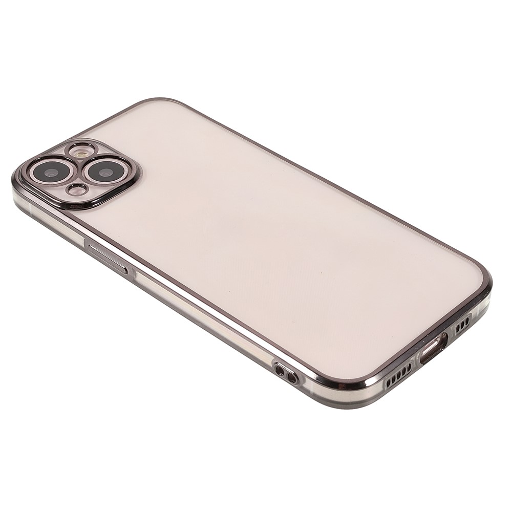 Electroplating Precise Cutout Invisible Lens Protection Clear Flexible TPU Case Shell for iPhone 13 6.1 inch - Black/Gold-4