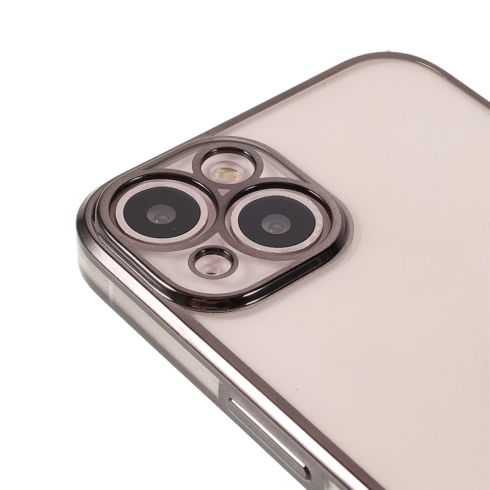 Electroplating Precise Cutout Invisible Lens Protection Clear Flexible TPU Case Shell for iPhone 13 6.1 inch - Black/Gold-6