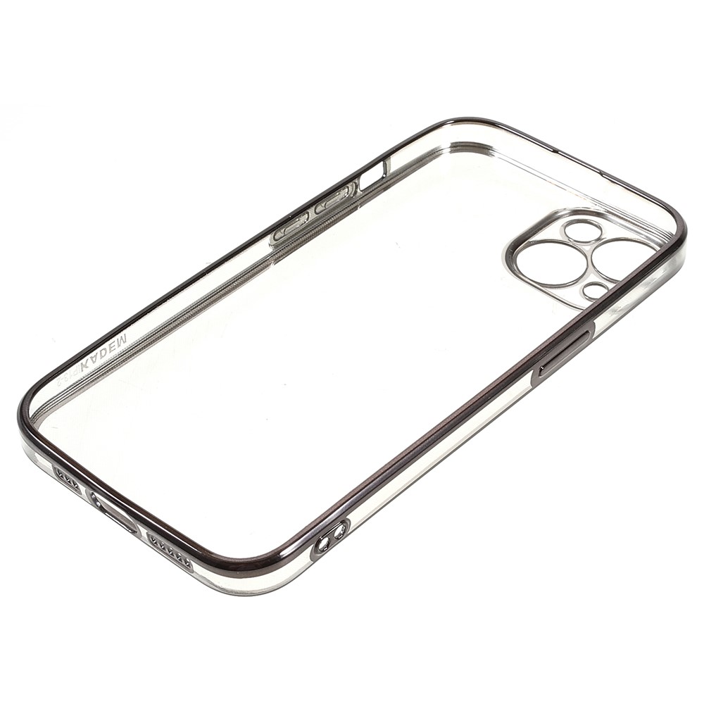 Electroplating Precise Cutout Invisible Lens Protection Clear Flexible TPU Case Shell for iPhone 13 6.1 inch - Black/Gold-7