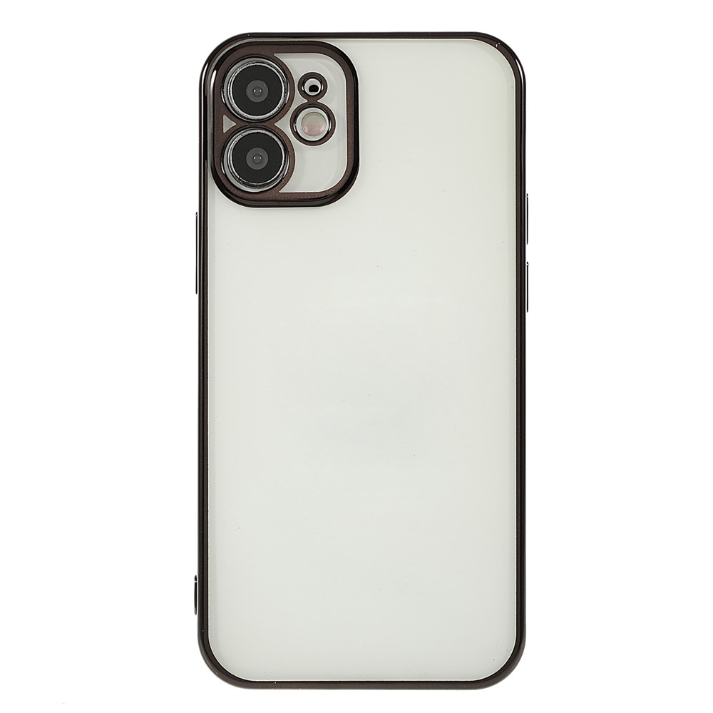 Scratch-resistant Electroplating Precise Cutout Invisible Lens Protection Transparent Soft TPU Case for iPhone 12 6.1 inch - Black/Gold-2