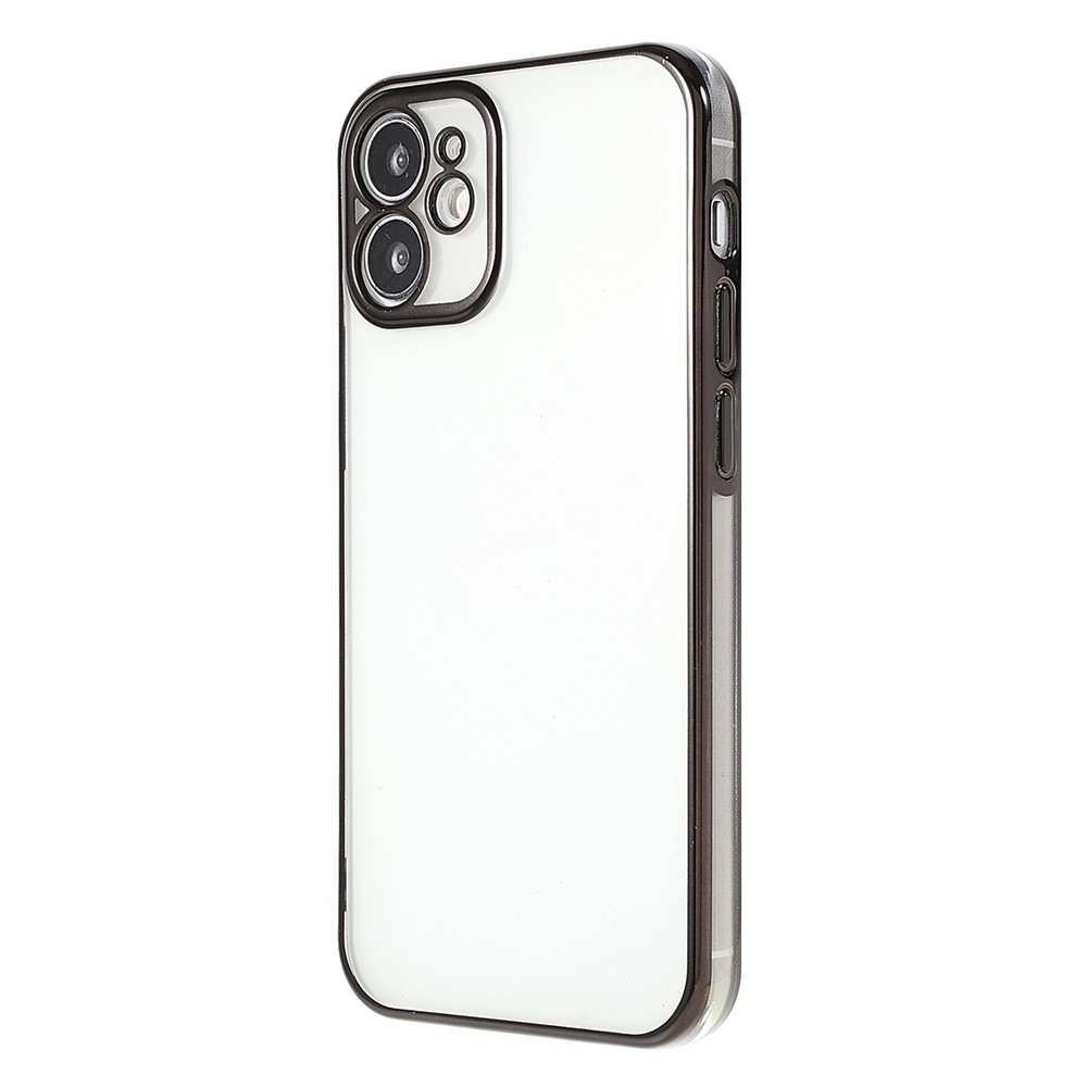 Scratch-resistant Electroplating Precise Cutout Invisible Lens Protection Transparent Soft TPU Case for iPhone 12 6.1 inch - Black/Gold-3