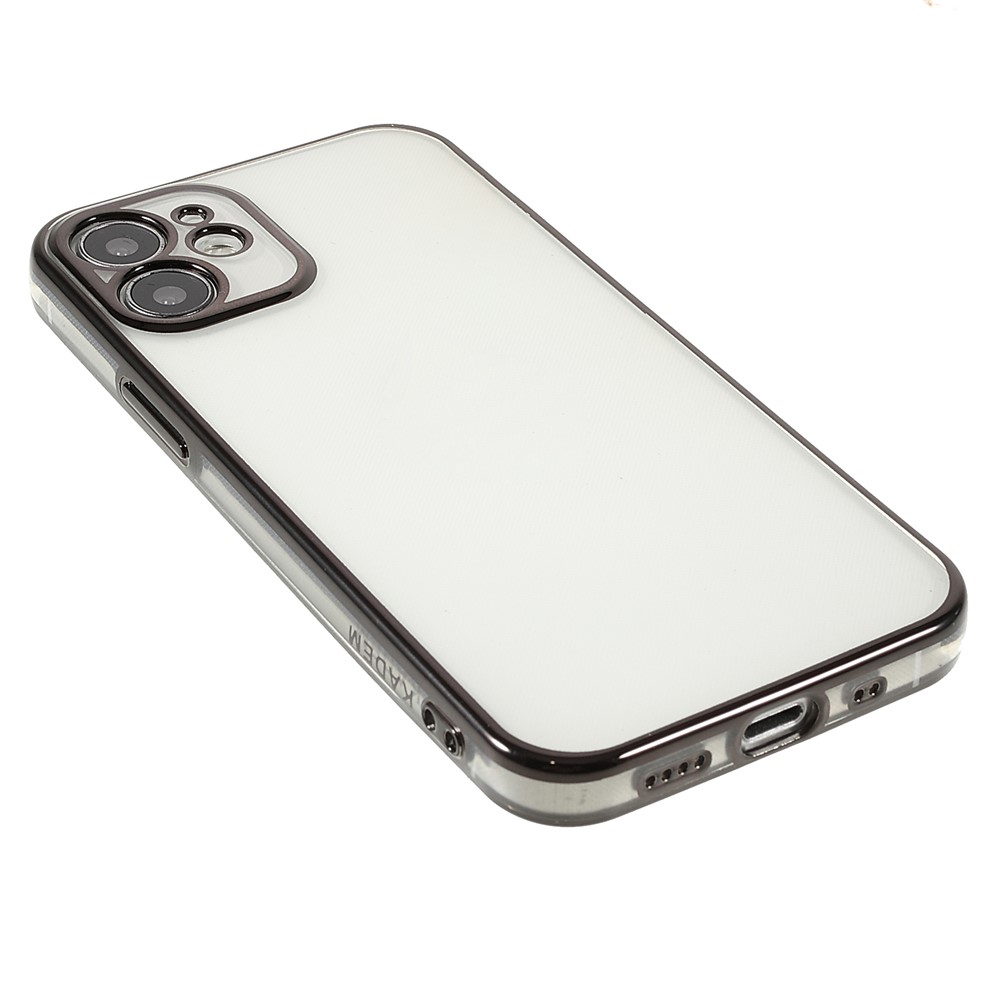 Scratch-resistant Electroplating Precise Cutout Invisible Lens Protection Transparent Soft TPU Case for iPhone 12 6.1 inch - Black/Gold-4