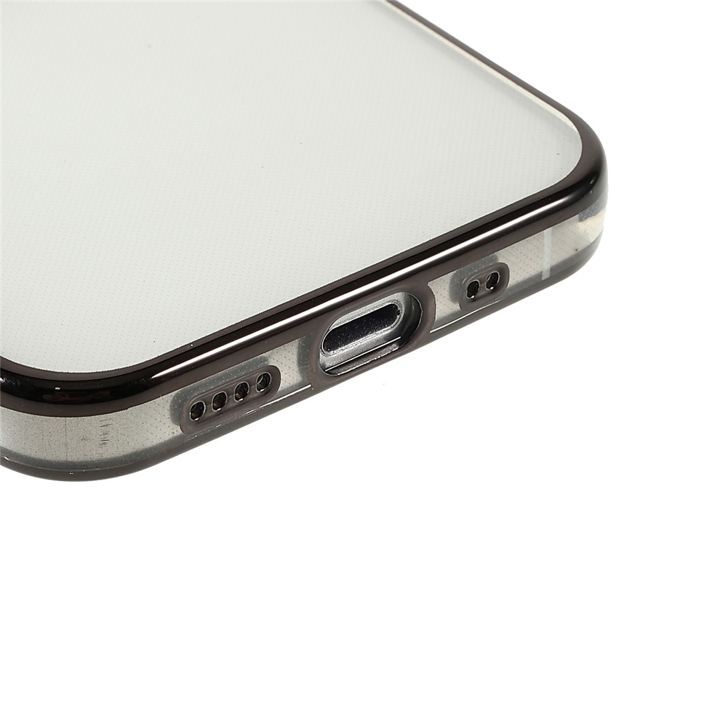 Scratch-resistant Electroplating Precise Cutout Invisible Lens Protection Transparent Soft TPU Case for iPhone 12 6.1 inch - Black/Gold-5