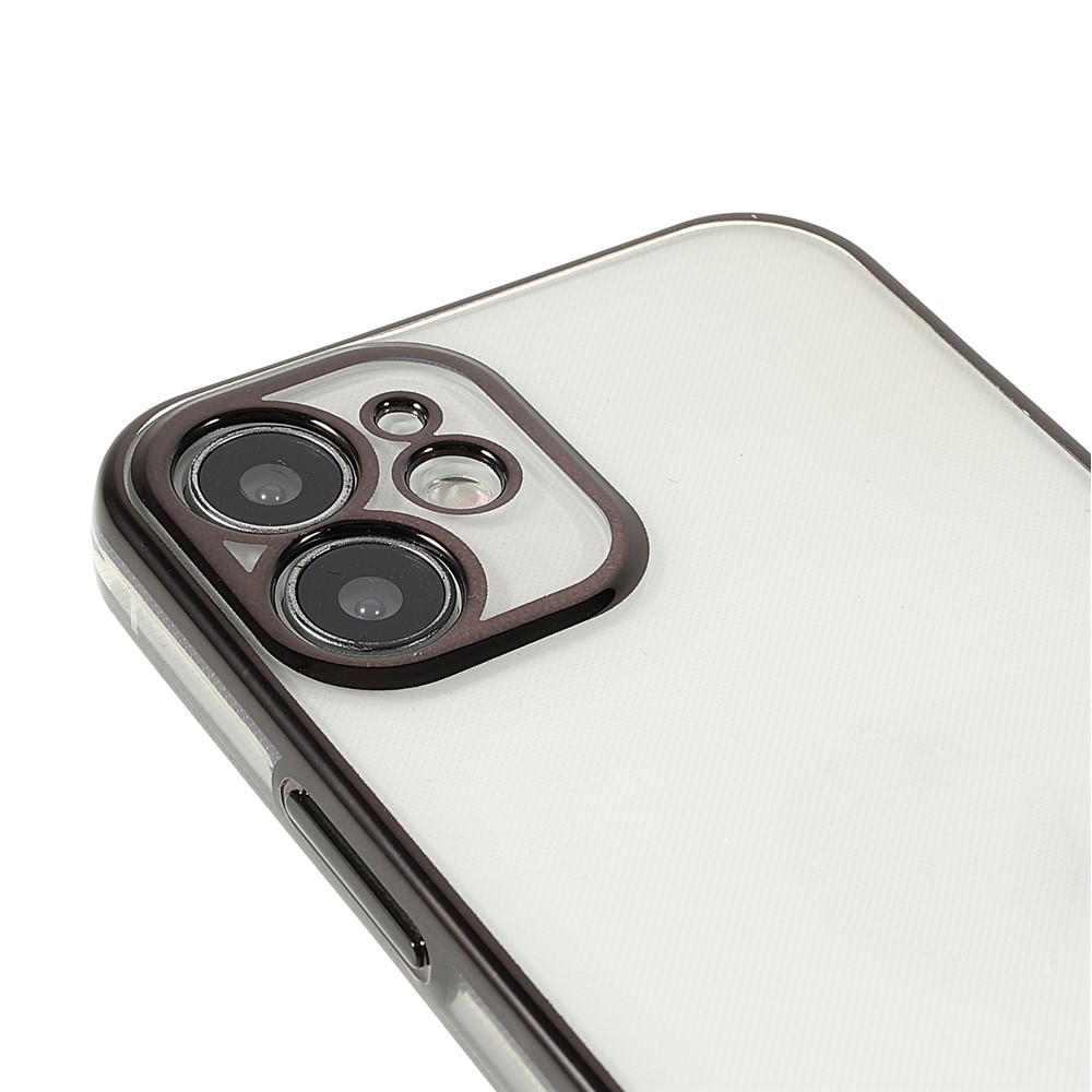 Scratch-resistant Electroplating Precise Cutout Invisible Lens Protection Transparent Soft TPU Case for iPhone 12 6.1 inch - Black/Gold-6